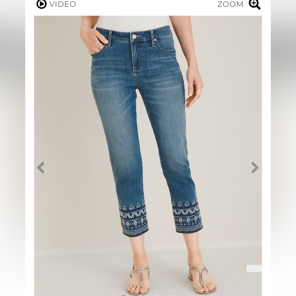 Chicos embroidered girlfriend crop jeans Chicos size 0/US size